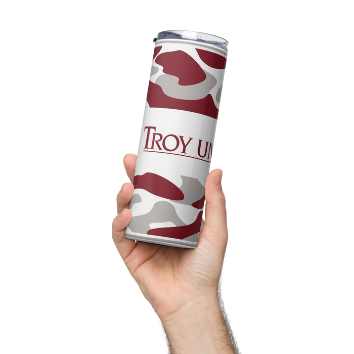 Troy University Stainless Steel Skinny Tumbler 20 OZ Overall Print