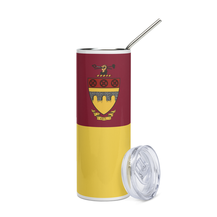 Theta Tau Stainless Steel Skinny Tumbler 20 OZ Overall Print