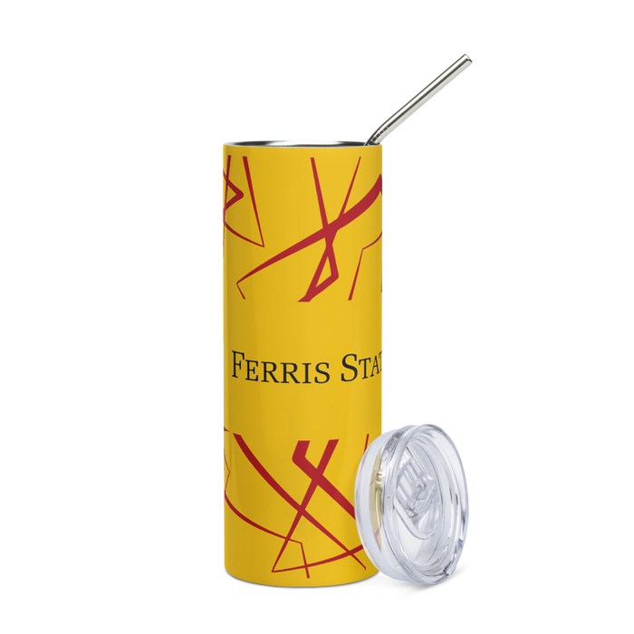 Ferris State University Stainless Steel Skinny Tumbler 20 OZ Overall Print