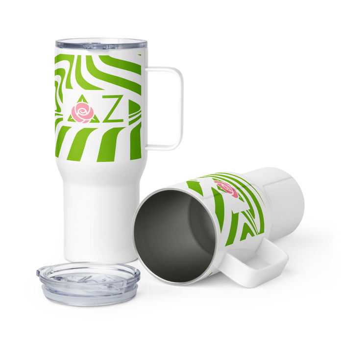 Delta Zeta Stainless Steel Travel Mug with Handle – 25 OZ or 40 OZ