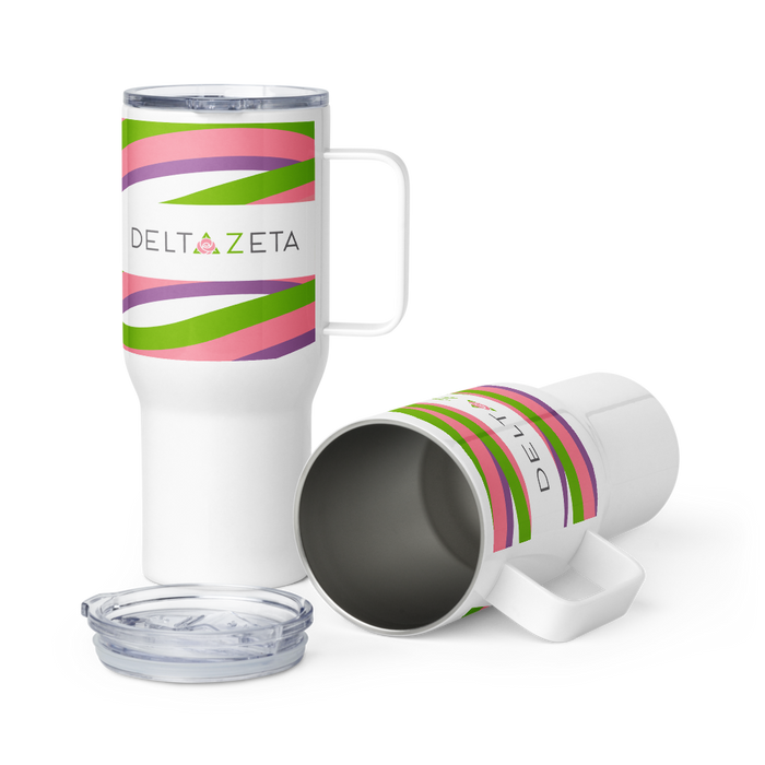 Delta Zeta Stainless Steel Travel Mug with Handle – 25 OZ or 40 OZ