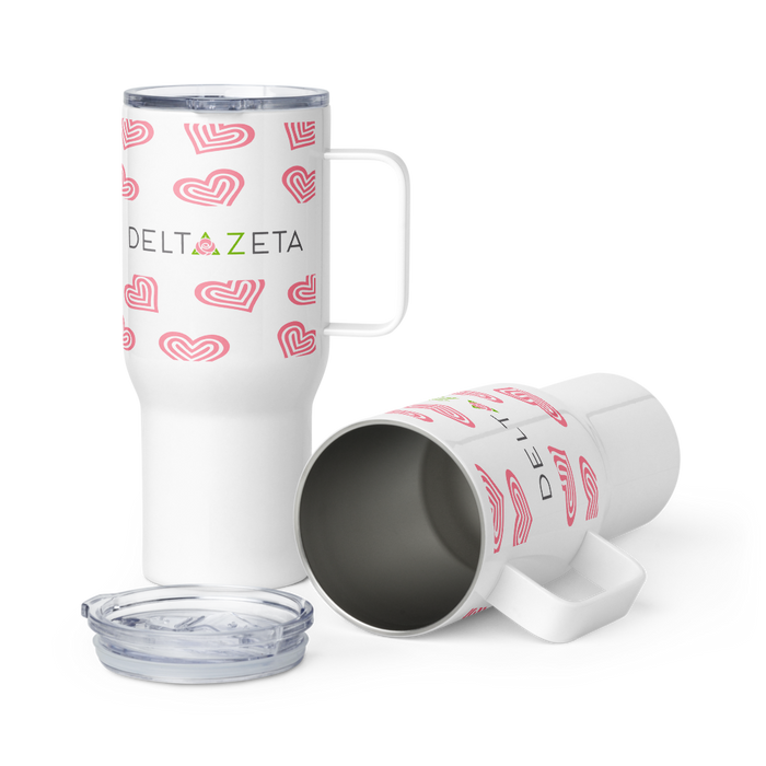 Delta Zeta Stainless Steel Travel Mug with Handle – 25 OZ or 40 OZ