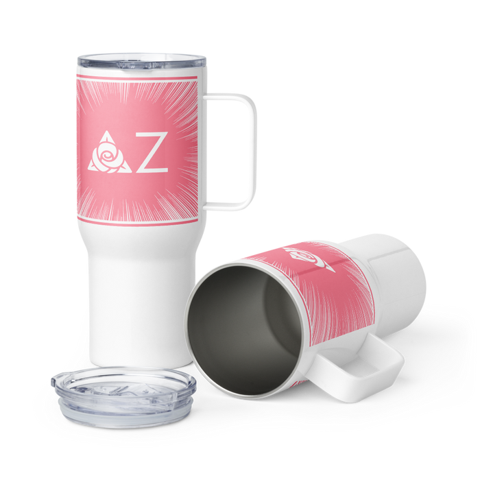 Delta Zeta Stainless Steel Travel Mug with Handle – 25 OZ or 40 OZ