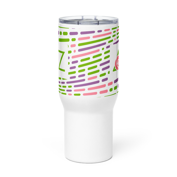 Delta Zeta Stainless Steel Travel Mug with Handle – 25 OZ or 40 OZ