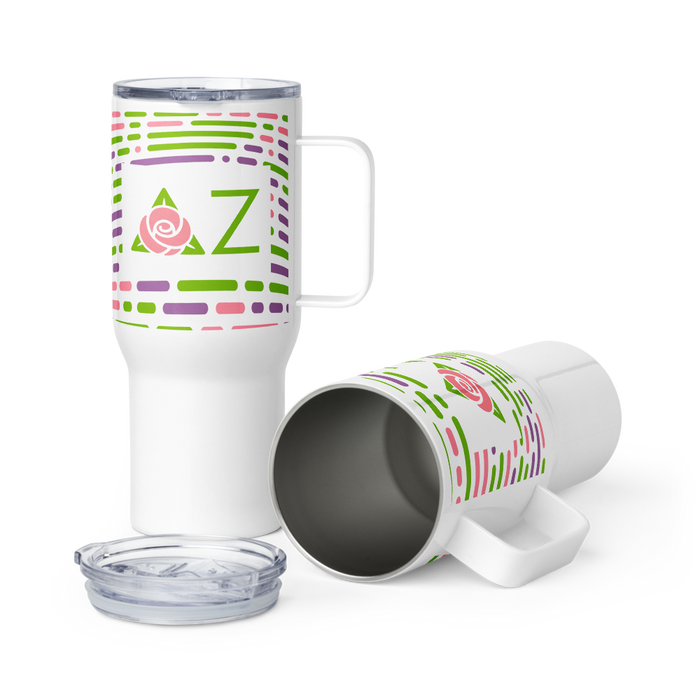 Delta Zeta Stainless Steel Travel Mug with Handle – 25 OZ or 40 OZ