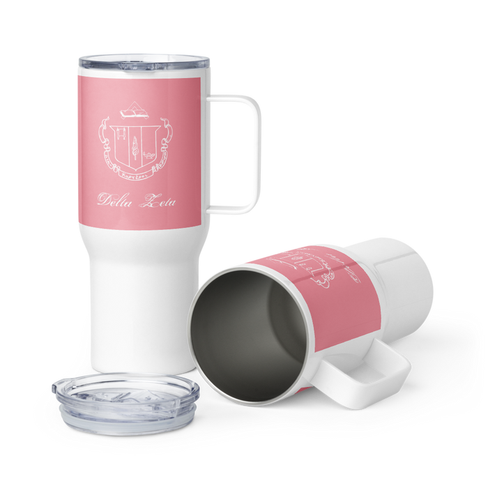 Delta Zeta Stainless Steel Travel Mug with Handle – 25 OZ or 40 OZ