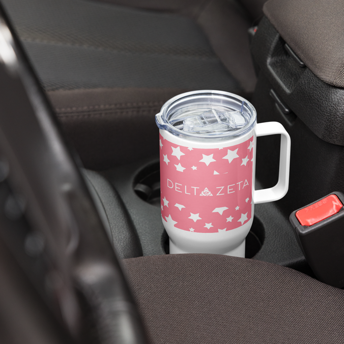 Delta Zeta Stainless Steel Travel Mug with Handle – 25 OZ or 40 OZ