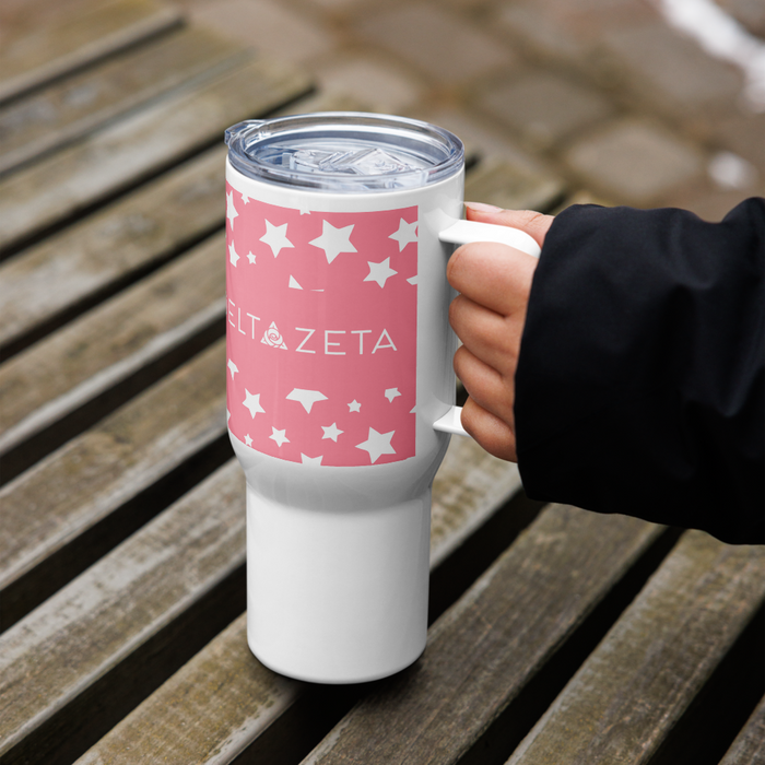 Delta Zeta Stainless Steel Travel Mug with Handle – 25 OZ or 40 OZ