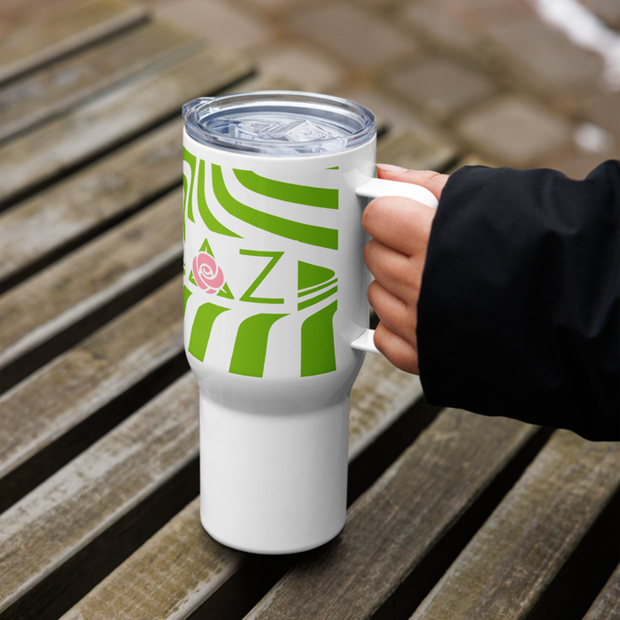 Delta Zeta Stainless Steel Travel Mug with Handle – 25 OZ or 40 OZ