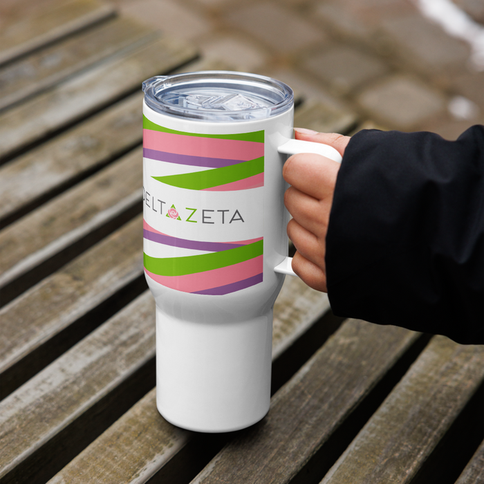 Delta Zeta Stainless Steel Travel Mug with Handle – 25 OZ or 40 OZ