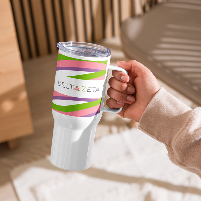 Delta Zeta Stainless Steel Travel Mug with Handle – 25 OZ or 40 OZ