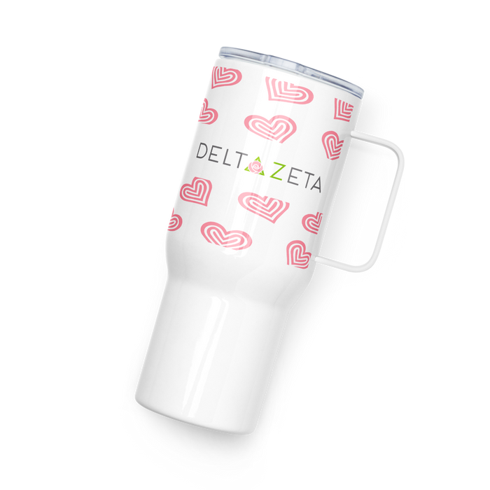 Delta Zeta Stainless Steel Travel Mug with Handle – 25 OZ or 40 OZ