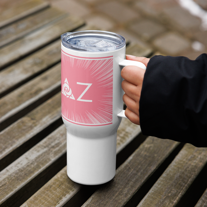 Delta Zeta Stainless Steel Travel Mug with Handle – 25 OZ or 40 OZ