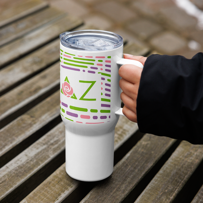 Delta Zeta Stainless Steel Travel Mug with Handle – 25 OZ or 40 OZ