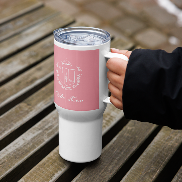 Delta Zeta Stainless Steel Travel Mug with Handle – 25 OZ or 40 OZ