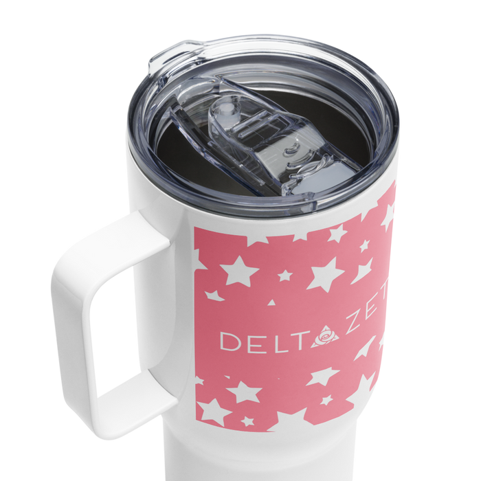 Delta Zeta Stainless Steel Travel Mug with Handle – 25 OZ or 40 OZ