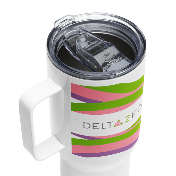 Delta Zeta Stainless Steel Travel Mug with Handle – 25 OZ or 40 OZ