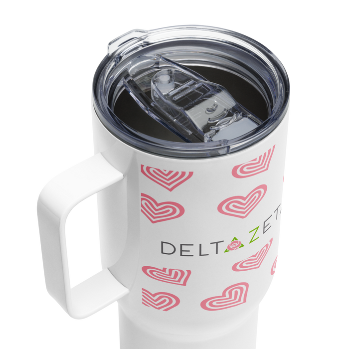Delta Zeta Stainless Steel Travel Mug with Handle – 25 OZ or 40 OZ