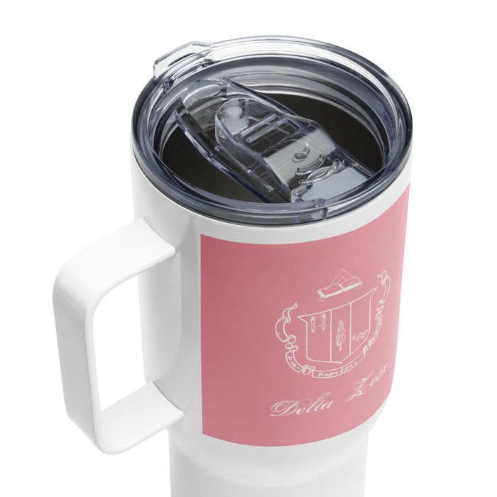Delta Zeta Stainless Steel Travel Mug with Handle – 25 OZ or 40 OZ