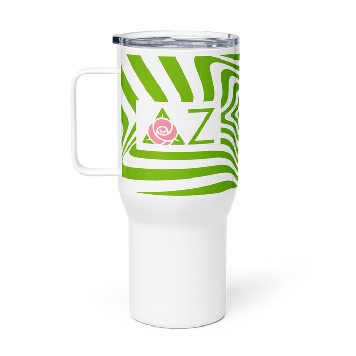 Delta Zeta Stainless Steel Travel Mug with Handle – 25 OZ or 40 OZ