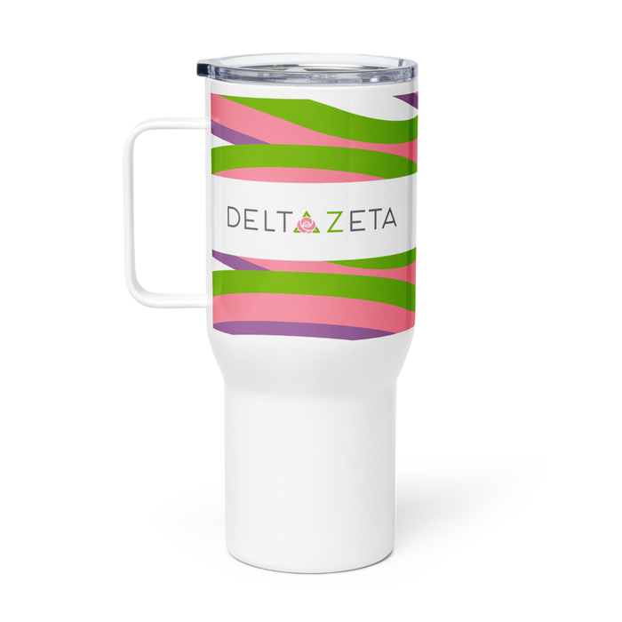 Delta Zeta Stainless Steel Travel Mug with Handle – 25 OZ or 40 OZ