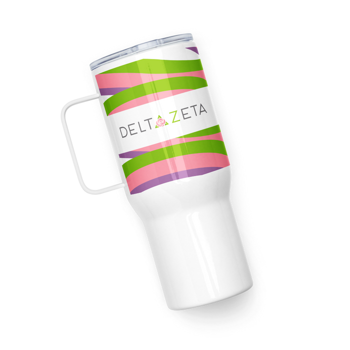 Delta Zeta Stainless Steel Travel Mug with Handle – 25 OZ or 40 OZ