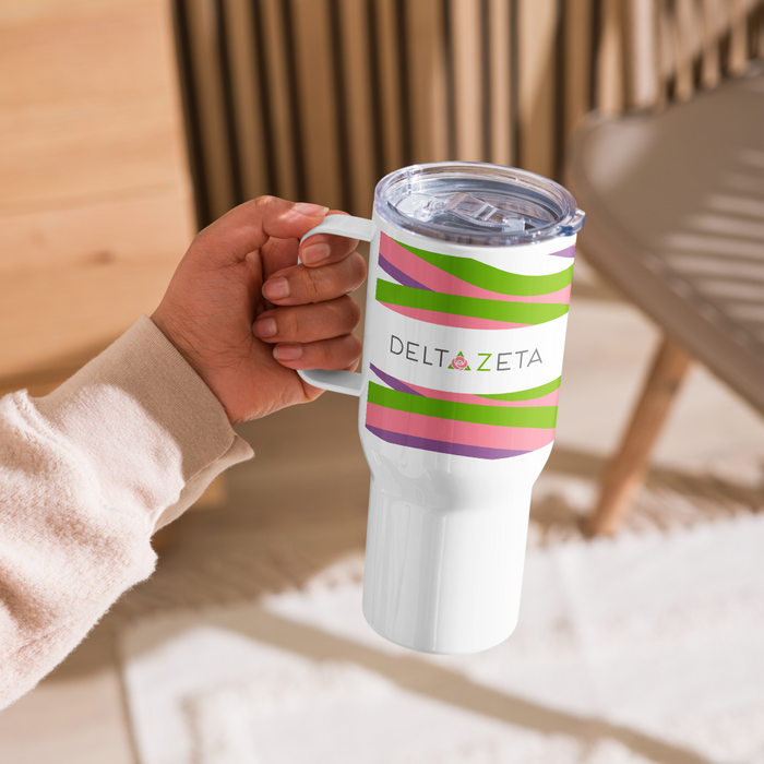Delta Zeta Stainless Steel Travel Mug with Handle – 25 OZ or 40 OZ