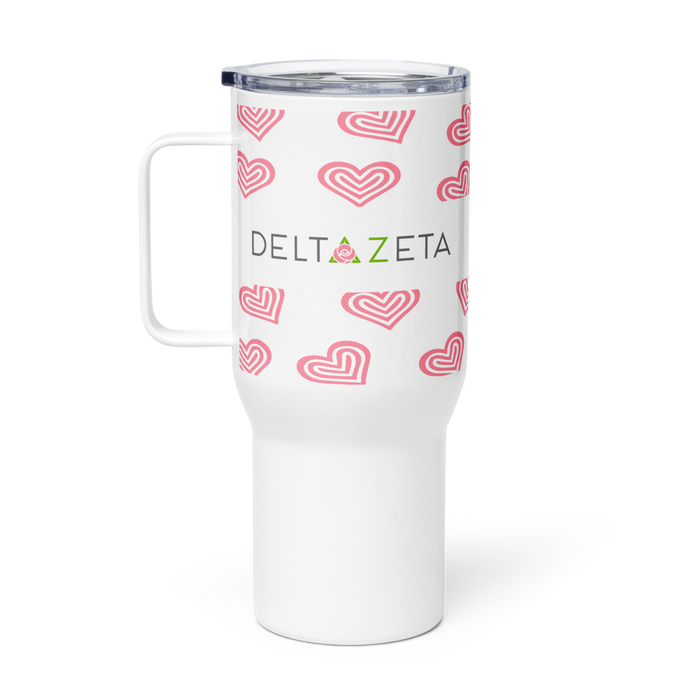 Delta Zeta Stainless Steel Travel Mug with Handle – 25 OZ or 40 OZ