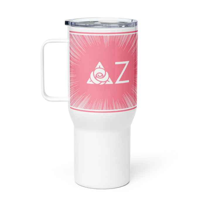 Delta Zeta Stainless Steel Travel Mug with Handle – 25 OZ or 40 OZ