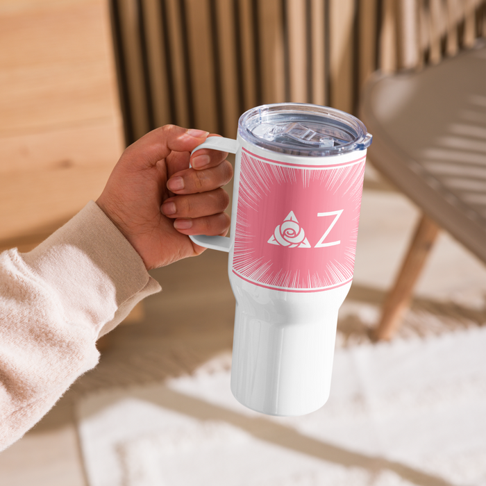 Delta Zeta Stainless Steel Travel Mug with Handle – 25 OZ or 40 OZ