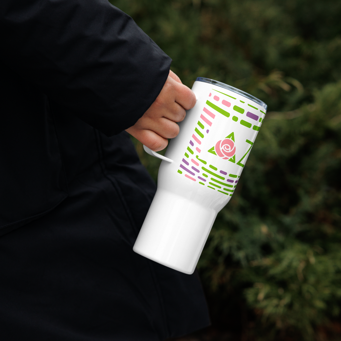 Delta Zeta Stainless Steel Travel Mug with Handle – 25 OZ or 40 OZ