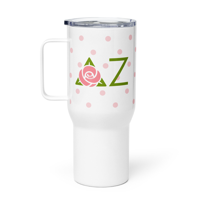 Delta Zeta Stainless Steel Travel Mug with Handle – 25 OZ or 40 OZ