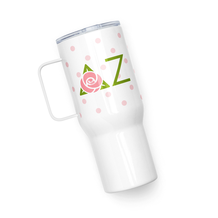 Delta Zeta Stainless Steel Travel Mug with Handle – 25 OZ or 40 OZ