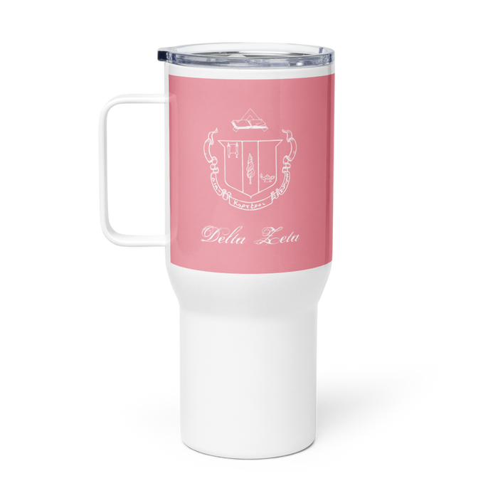 Delta Zeta Stainless Steel Travel Mug with Handle – 25 OZ or 40 OZ