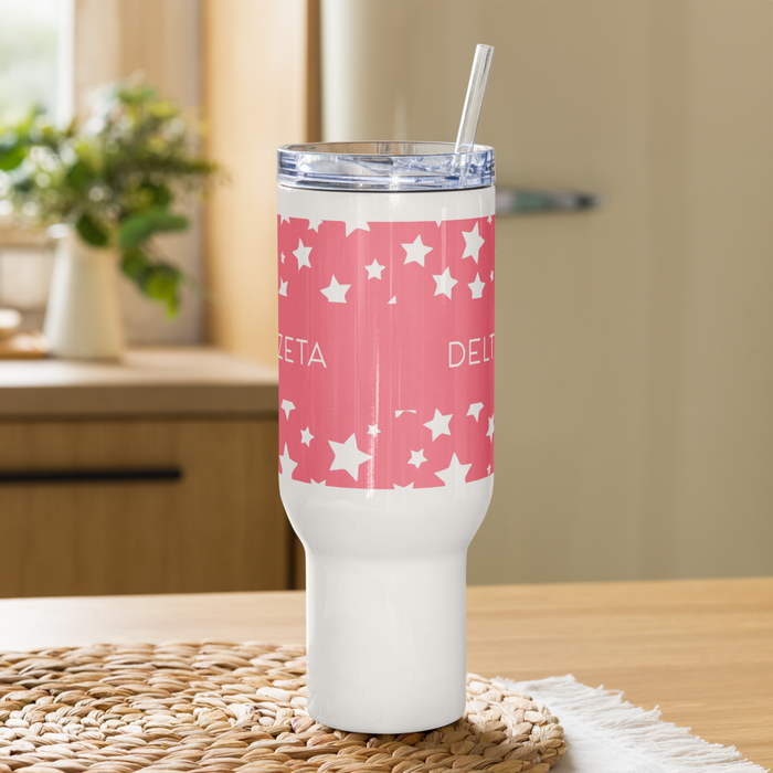 Delta Zeta Stainless Steel Travel Mug with Handle – 25 OZ or 40 OZ