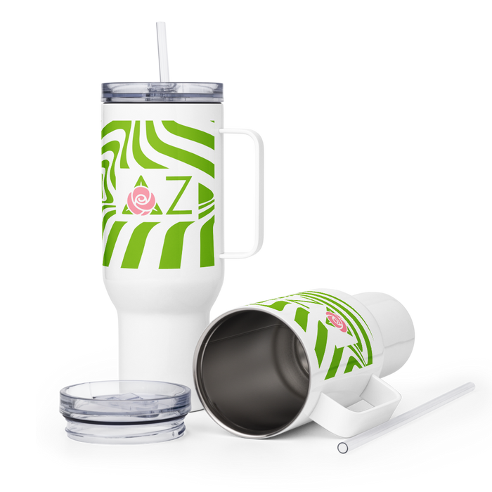 Delta Zeta Stainless Steel Travel Mug with Handle – 25 OZ or 40 OZ