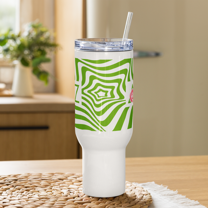 Delta Zeta Stainless Steel Travel Mug with Handle – 25 OZ or 40 OZ