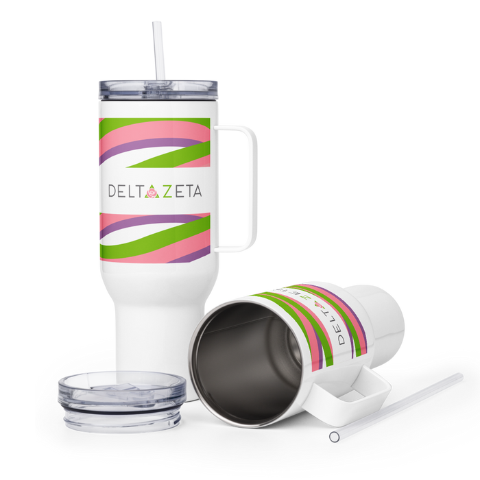Delta Zeta Stainless Steel Travel Mug with Handle – 25 OZ or 40 OZ