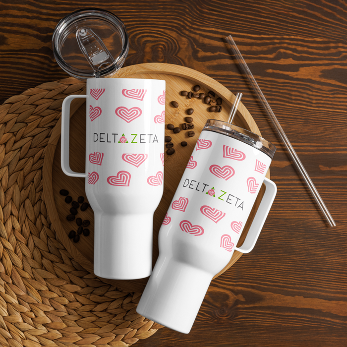 Delta Zeta Stainless Steel Travel Mug with Handle – 25 OZ or 40 OZ