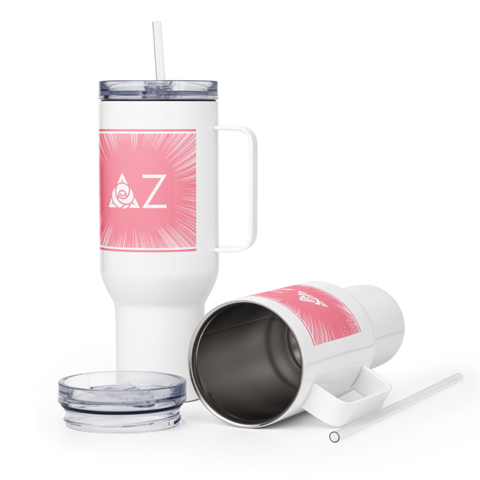 Delta Zeta Stainless Steel Travel Mug with Handle – 25 OZ or 40 OZ