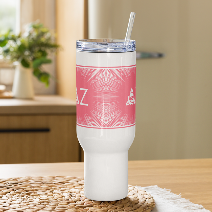 Delta Zeta Stainless Steel Travel Mug with Handle – 25 OZ or 40 OZ