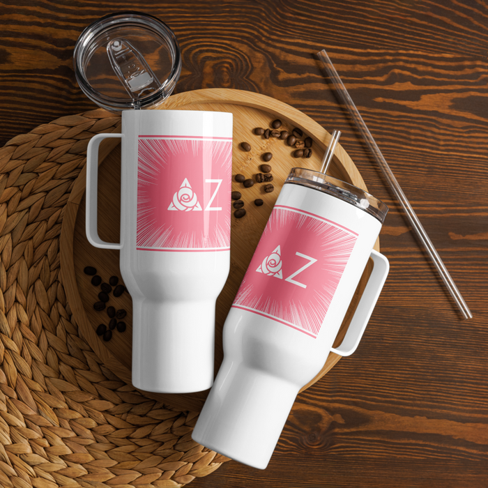 Delta Zeta Stainless Steel Travel Mug with Handle – 25 OZ or 40 OZ