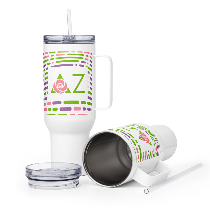 Delta Zeta Stainless Steel Travel Mug with Handle – 25 OZ or 40 OZ