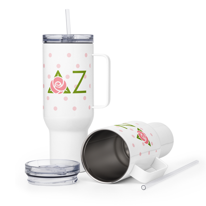 Delta Zeta Stainless Steel Travel Mug with Handle – 25 OZ or 40 OZ