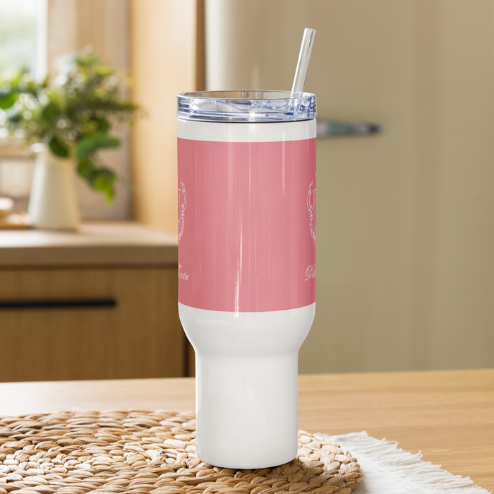 Delta Zeta Stainless Steel Travel Mug with Handle – 25 OZ or 40 OZ