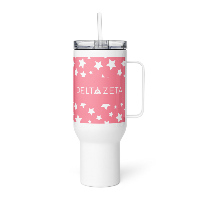 Delta Zeta Stainless Steel Travel Mug with Handle – 25 OZ or 40 OZ