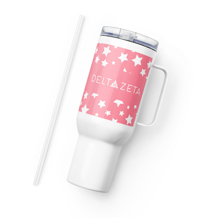 Delta Zeta Stainless Steel Travel Mug with Handle – 25 OZ or 40 OZ