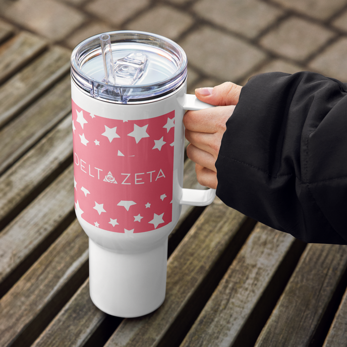 Delta Zeta Stainless Steel Travel Mug with Handle – 25 OZ or 40 OZ