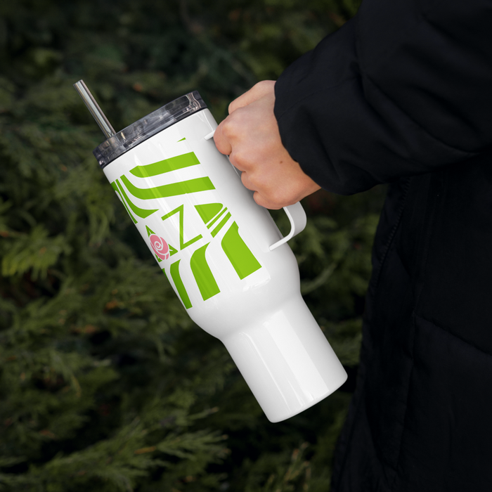 Delta Zeta Stainless Steel Travel Mug with Handle – 25 OZ or 40 OZ