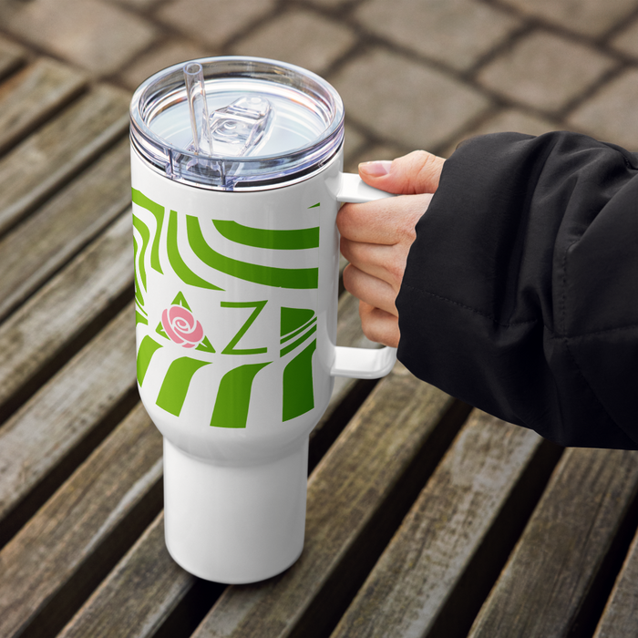 Delta Zeta Stainless Steel Travel Mug with Handle – 25 OZ or 40 OZ